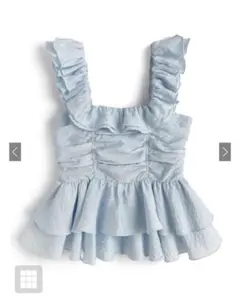 ＧＲＬフリルシャーリングブラウス　ブルー