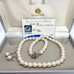 美品 大粒 干渉色 アコヤ 真珠 パール ネックレス イヤリング 8.5-8mm