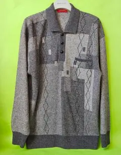 【美品】カシミヤ メンズ ニット セーター 日本製 ハーフボタン