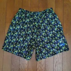 ナイキNIKE銀タグ90sヴィンテージ廃盤ショートパンツS総柄ネイビー&イエロー