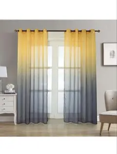 カーテン オンブレイエローカーテン　135 cm x 240 cm