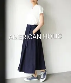 美品 M アメリカンホリック ラップフレア デニムスカート