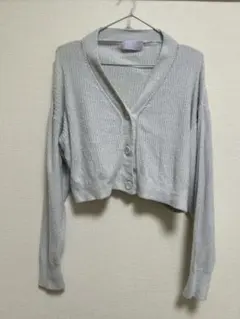 ジェラートピケ パープル クロップドカーディガン