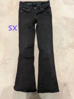 レディースブラックブーツカットデニム