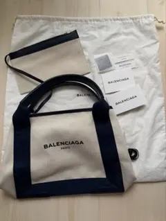 美品BALENCIAGA バレンシアガ トートバッグ ネイビーカバスS ポーチ付のサムネイル