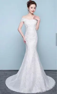 【新品】オフショルダー レース マーメイドウェディングドレス