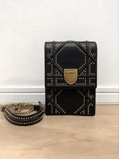 Dior ディオール チェーンショルダーバッグ レザー ブラック ゴールド金具