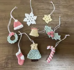 クリスマスオーナメント、ガーランド　インテリア　レース糸　ハンドメイド
