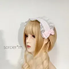 【すぐ発送可能】 ハンドメイド ヘッドドレス ピンク レース ロリィタ ロリータ