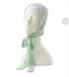 完売品　リリーブラウン　ニットクロシェボンネット帽　ミント