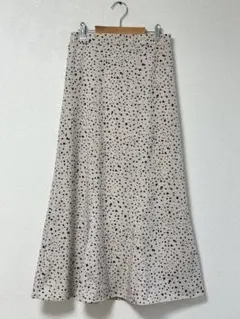 GRL グレイル ドット柄 フレアロングスカート L ベージュ　きれいめ