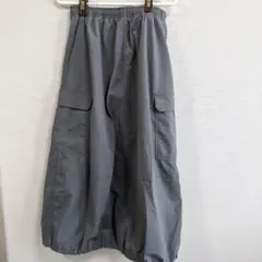 グレー カーゴロングスカート バルーン裾