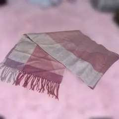 カシミヤ100% ピンク パッチワーク マフラー