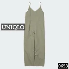 0653 UNIQLO リネンブレンドキャミソールサロペット グリーン