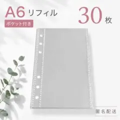 A6 リフィルのみ 30枚 ポケット付き 6穴 シール帳 ステッカー収納 クリア