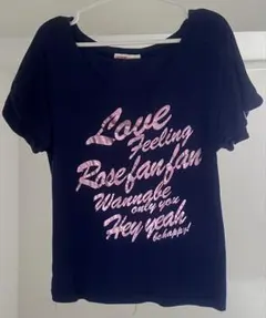 Y2k ROSE FAN FAN ネイビー ロゴプリント 半袖Tシャツのサムネイル