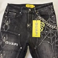 Guapi All Black Embellished Denim Jacket - メルカリ