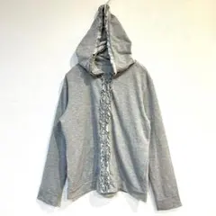 【千趣会】ジップアップパーカー フリルデザイン フード付き 綿混 L