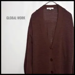 GLOBAL WORK メッシュ　シアーカーディガン　薄手　シースルー　ブラウン