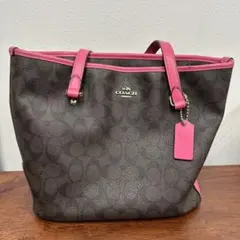 ★希少カラー★コーチ トートバッグ シグネチャー ピンク F23867 A4収納