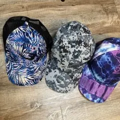 トロピカル・迷彩・タイダイキャップ3点セット