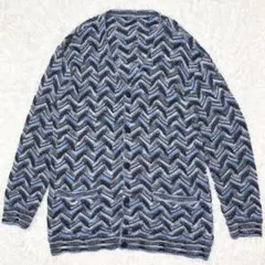 美品 MISSONI カーディガン 総柄 ウール モヘヤ混 オーバーサイズ XL