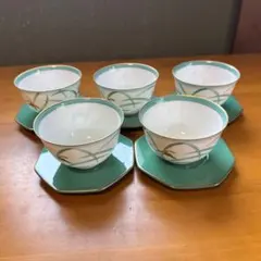 香蘭社　湯呑み(5客)茶托(5枚)セット