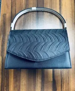 ブラックフォーマルバッグ 編み込み模様　手提げ取り外し可能