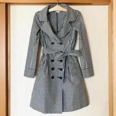 マニックス　トレンチコート　黒×白　チェック　レディース　Ｓのサムネイル