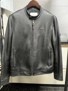 COACH レザー シングルライダースジャケット ブラックのサムネイル