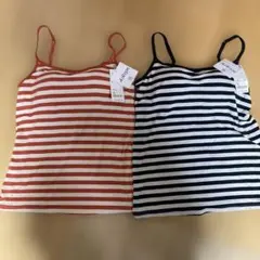 UNIQLO エアリズム ブラキャミソール 2枚セット XL ボーダー