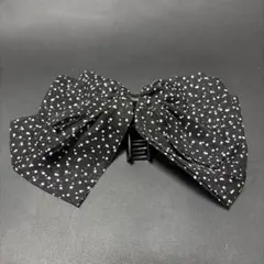 ドット柄 リボン バレッタ ヘアクリップ