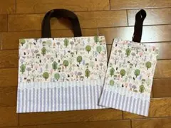 新学期　手提げ・お稽古バック&靴袋の　2点セット（パステルカラー・レース）