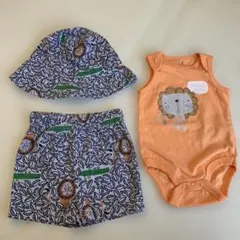 新生児服　上下セット+帽子