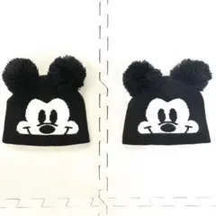 新品未使用品 ミッキー ニット帽 耳付き 50〜52cm 2点セット