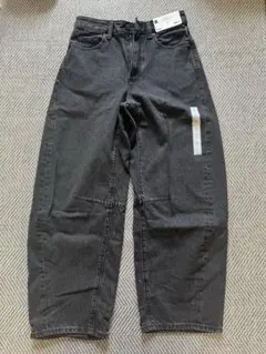 GU バレルレッグジーンズ ダークグレーS【丈短め 股下68.0cm】