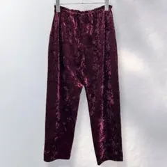 ストレートパンツ ベロア ウエストゴム ルームウェア おしゃれ L《a972