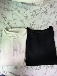 ヘンリーネック リブカットソー 長袖 2色セットのサムネイル