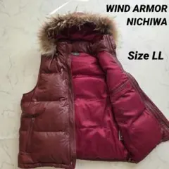 WindArmor NICHIWA ラムレザー ダウンベスト LL ファー 肉厚