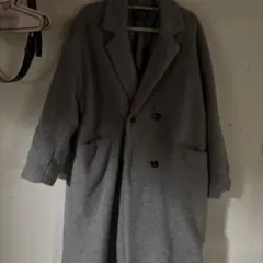グレー ダブルブレスト ロングコート