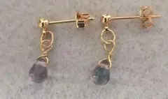 チェコガラスビーズ　ピアス　パープル