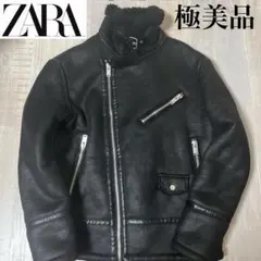【極美品】ZARA B-3 フェイクレザー ムートン ダブルライダースジャケット