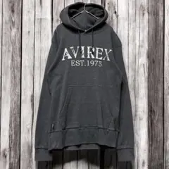 AVIREX 英字ロゴ ワッフルパーカー y2k グランジ フーディ グレー M