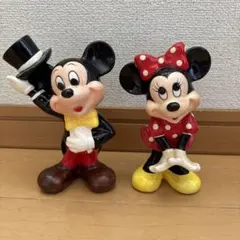 レトロ　ミッキー ミニー フィギュアセット 陶器 置き物