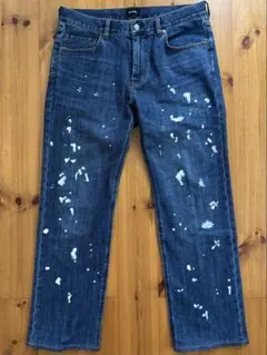 ビームス ペイントデニム L ペイントジーンズ 美品 ストレートデニム