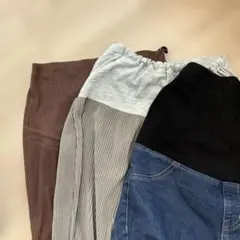 【マタニティパンツ3点セット】デニム リブパンツ ワイドパンツ まとめ売り