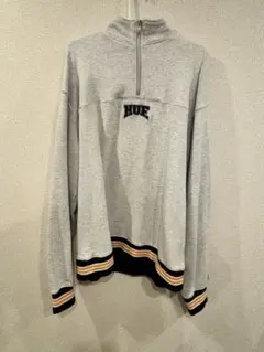 HUF グレー ハーフジップ トレーナー