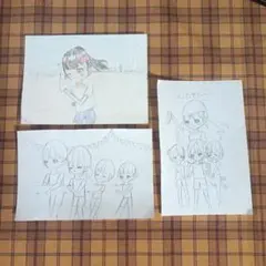 リクエスト3点　子供が描いた絵　オリジナル　イラスト