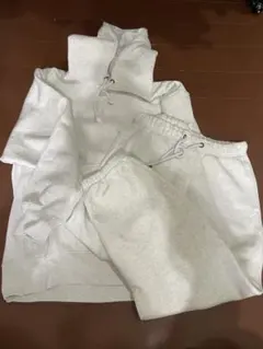 【GU】スウェット セットアップ パーカーL＋ジョガーパンツS ライトグレー