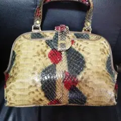 ヘビ革 中型ハンドバッグ パターンデザイン